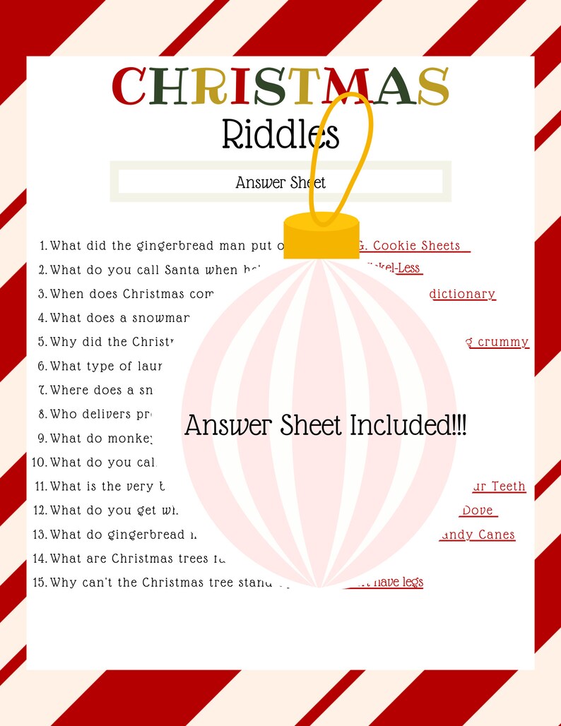 Printable Christmas Party Group Game, Company Holiday Party, Christmas