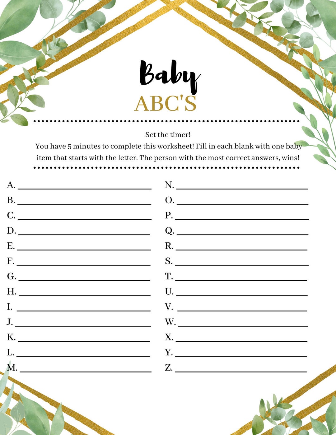 Baby Shower Printable Game, Gender Neutral Baby Shower Decor, Baby ...