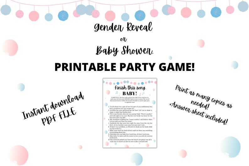 Baby Shower Game Printables 2022, Baby Party Game, Song Game for Baby