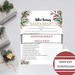 Christmas Party Trivia Printable Game, Family Fun Christmas Trivia ...