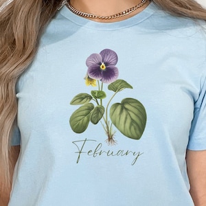 Birth Month Birth Flower Shirt, Custom Mom Tshirt, February Violet Tee, Mother&#39;s Day Gift, Birthday Month Tee, Gift for Grandmother