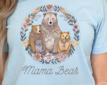 Mama Bear Floral Shirt, Mothers Day Tee, Mother's Day Gift, Mom Life Shirt, Mother Gift, Baby Shower Gift, Cute Mama Bear Shirt,Gift for Her