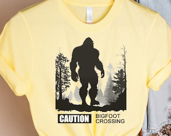 Bigfoot Caution Crossing Shirt, Sasquatch Shirt, Camping T-Shirt, Hiking Shirt, Bigfoot, Bigfoot Is Real, Bigfoot Gift, Nature Tee, Cryptid