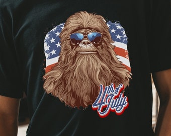 Bigfoot 4th of July Shirt, Sasquatch Shirt, Camping T-Shirt, Hiking Shirt, Bigfoot, Bigfoot Gift, Independence Day Tee, Fourth of July Shirt