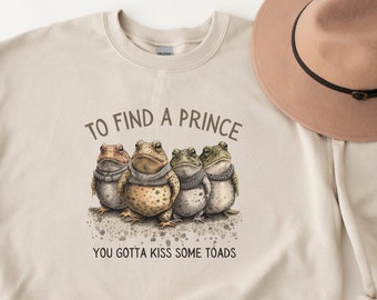 Toad Princes Crewneck Sweatshirt, Frog Shirt, Cottagecore Aesthetic, Forestcore Sweater, Goblincore, Frog Lover Shirt, Funny Dating Shirt
