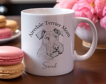 Custom Personalized Airedale Terrier dog mug, Dog Mom coffee mug, Mother's Day Gift, ceramic 11-ounce coffee cup, Dog Lover Gift