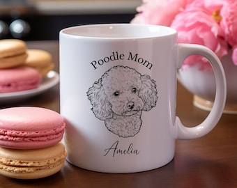 Custom Personalized Poodle dog mug, Dog Mom coffee mug, Mother's Day Gift, ceramic 11-ounce cup, Dog Lover Gift