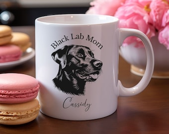 Custom Personalized Black Lab dog mug, Dog Mom coffee mug, Mother's Day Gift, ceramic 11-ounce coffee cup, Dog Lover Gift