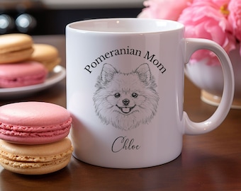 Custom Personalized Pomeranian dog mug, Dog Mom coffee mug, Mother's Day Gift, ceramic 11-ounce cup, Dog Lover Gift