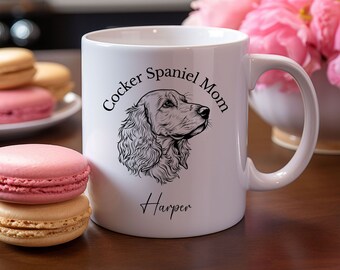 Custom Personalized Cocker Spaniel dog mug, Dog Mom coffee mug, Mother's Day Gift, ceramic 11-ounce cup, Dog Lover Gift