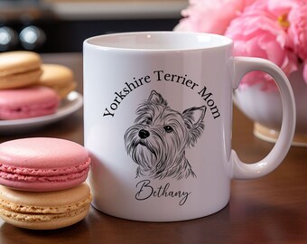 Custom Personalized Yorkshire Terrier dog mug, Dog Mom coffee mug, Mother's Day Gift, ceramic 11-ounce cup, Dog Lover Gift