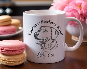 Custom Personalized Labrador Retriever dog mug, Dog Mom coffee mug, Mother's Day Gift, ceramic 11-ounce cup, Dog Lover Gift