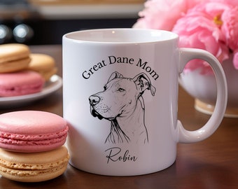 Custom Personalized Great Dane dog mug, Dog Mom coffee mug, Mother's Day Gift, ceramic 11-ounce cup, Dog Lover Gift