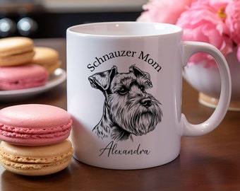 Custom Personalized Schnauzer dog mug, Dog Mom coffee mug, Mother's Day Gift, ceramic 11-ounce cup, Dog Lover Gift