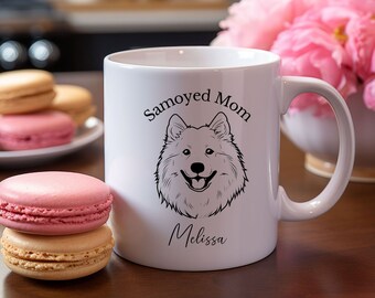 Custom Personalized Samoyed dog mug, Dog Mom coffee mug, Mother's Day Gift, ceramic 11-ounce cup, Dog Lover Gift