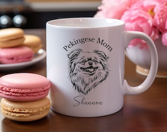 Custom Personalized Pekingese dog mug, Dog Mom coffee mug, Mother's Day Gift, ceramic 11-ounce cup, Dog Lover Gift