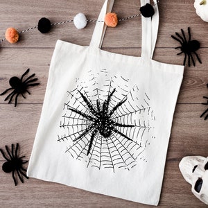 Trick or Treat Spooky Spider Kids Halloween Canvas Tote Bag