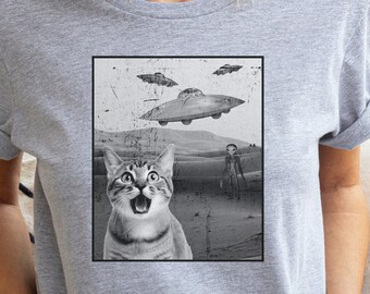Cat UFO Shirt, Funny UFO Shirt, Cat Gift, Cat Lover Gift, Womens Tshirt, Graphic Tee, Tshirt Gifts, UFO Shirt, Novelty Tshirts, Women Gift