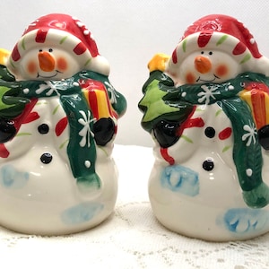 Conjunto de sal e pimenta vintage para bonecos de neve