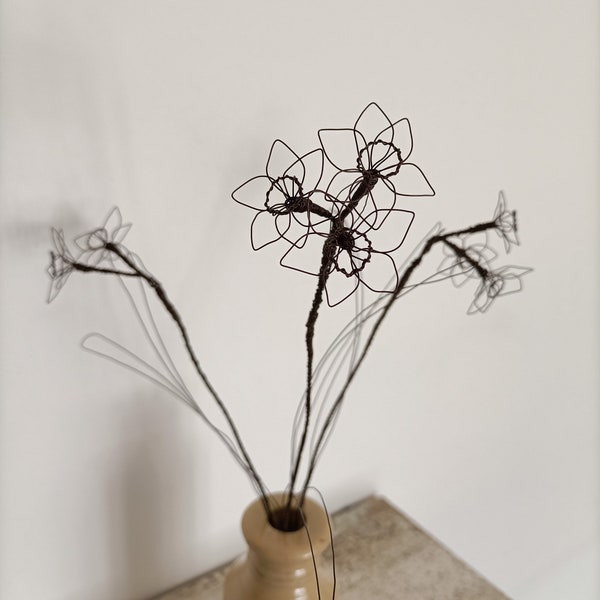 Handmade wire narcissi stems x3