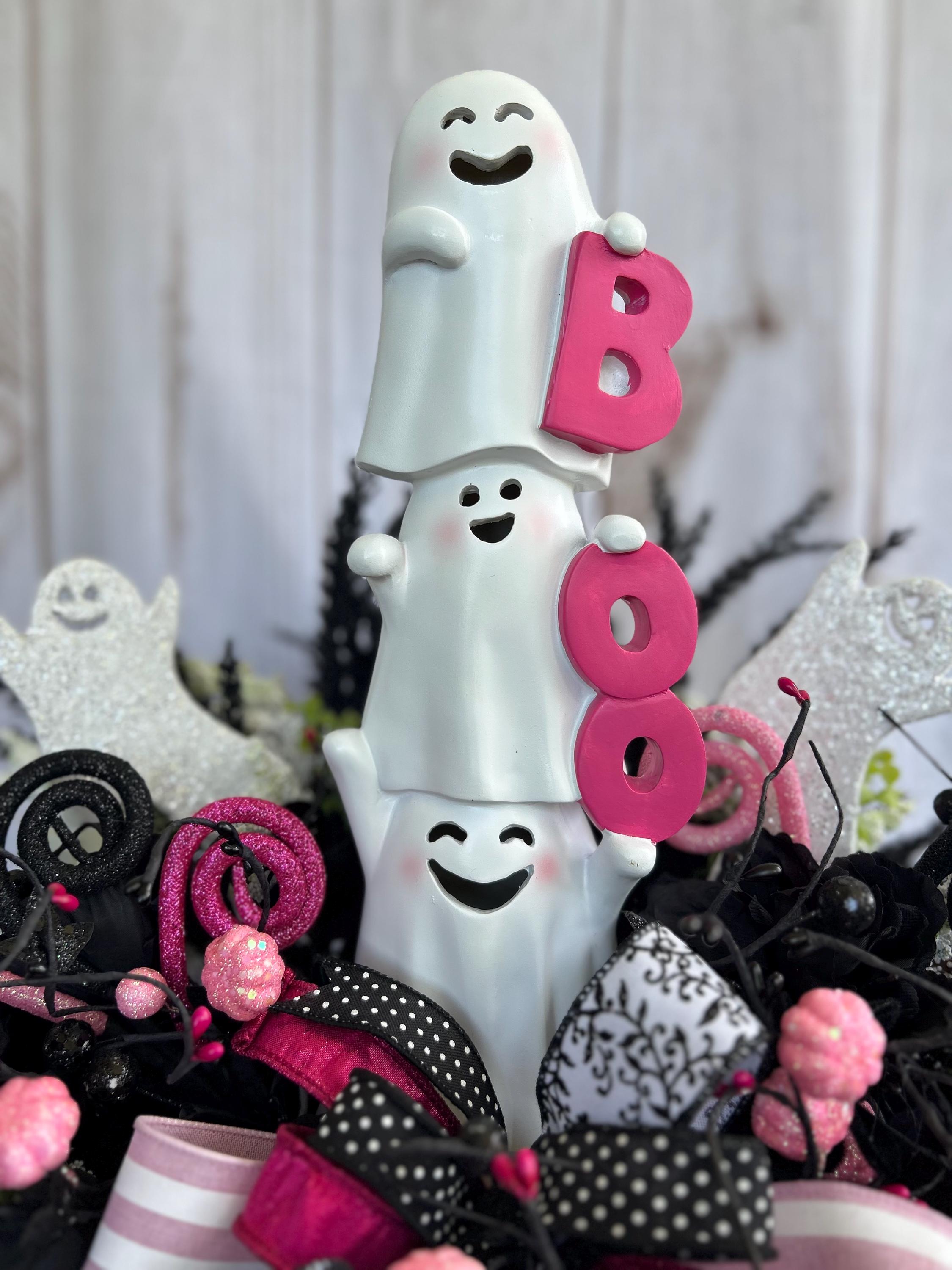 Halloween Ghost Centerpiece: Pink & Black 