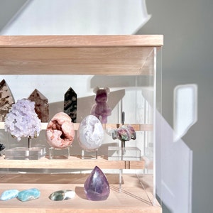 Crystal Display Case (crystal display shelf, crystal stand, crystal storage, crystal organization, mineral case)