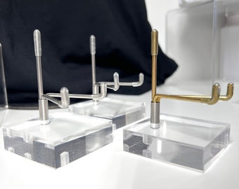 Acrylic Crystal Display Stand: Gold or Silver Arm Support