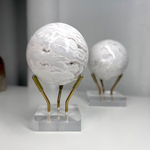 Acrylic Crystal Sphere Stand: Modern Display with Metal Arms