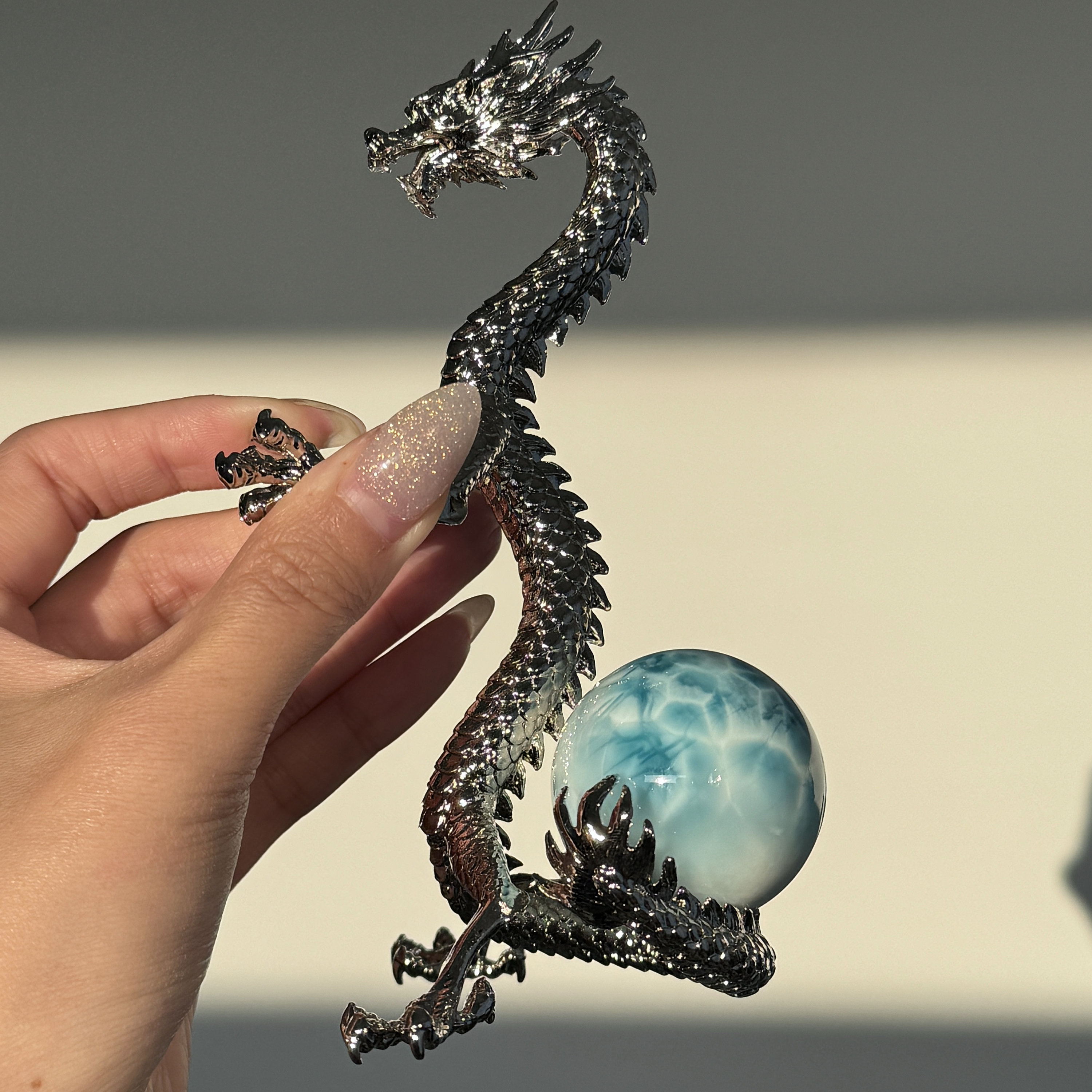 Standing Dragon Sphere Stand: Metallic Crystal Ball Holder - Etsy