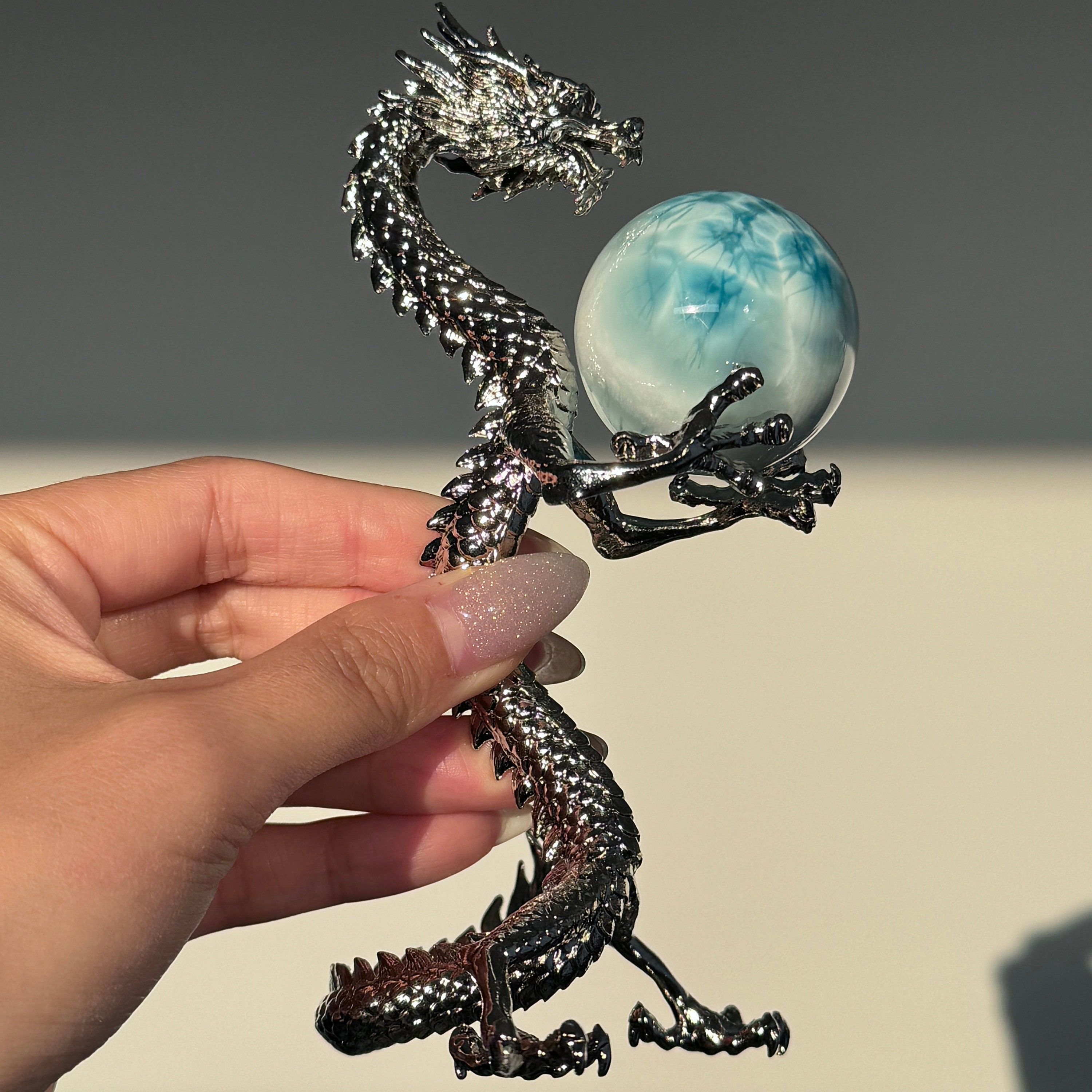 Standing Dragon Sphere Stand: Metallic Crystal Ball Holder - Etsy