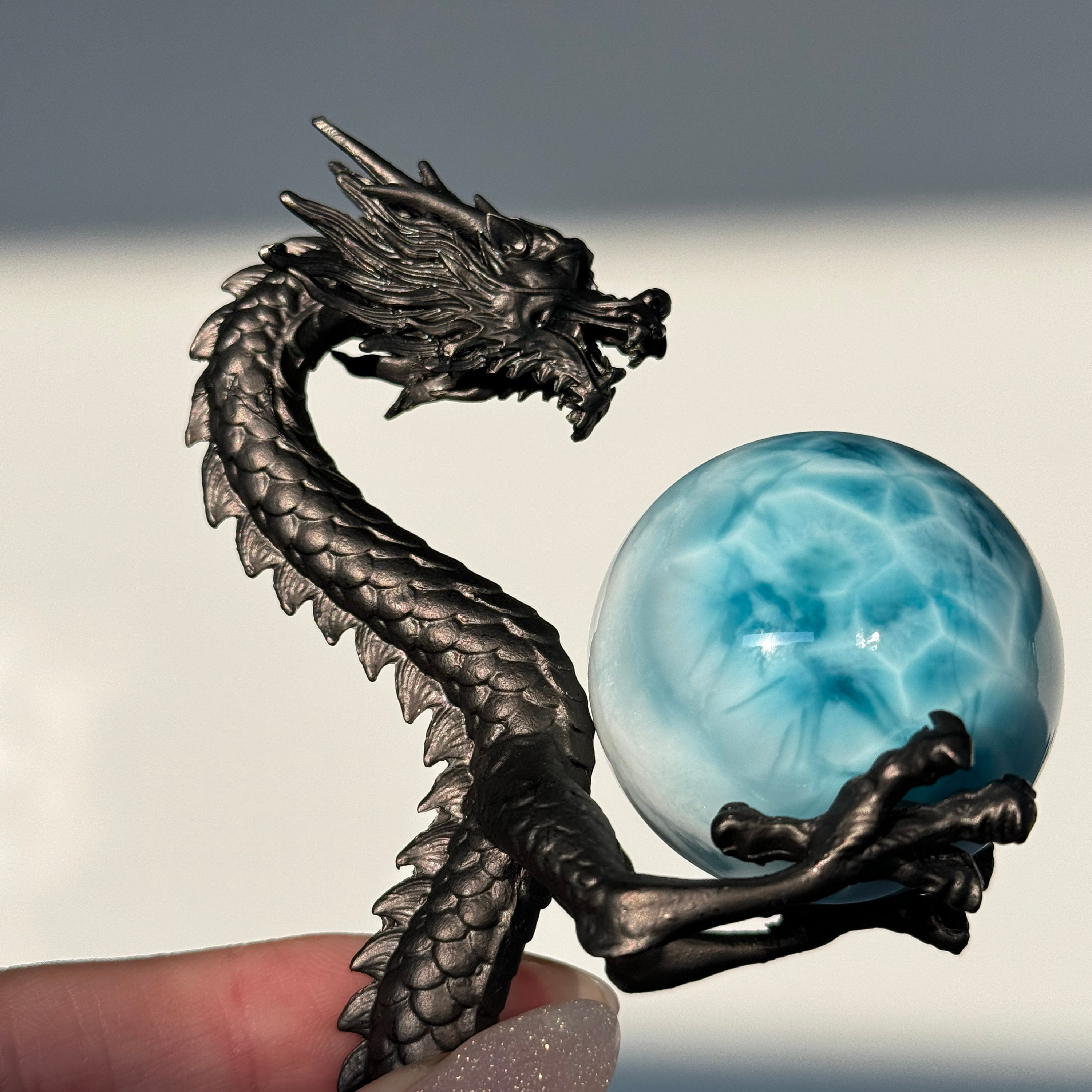 Standing Dragon Sphere Stand: Metallic Crystal Ball Holder - Etsy