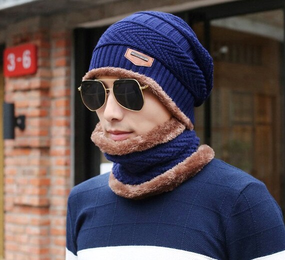 Men Winter Knitted Beanie Hat Wool 