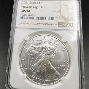 2021 P 1 oz ASE American Silver Eagle NGC MS70 Heraldic Eagle Type 1