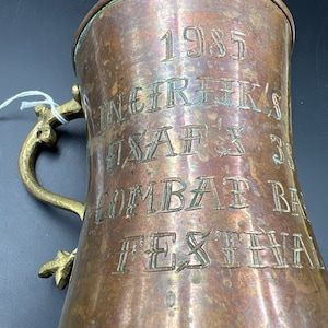 Incirlik Air Base 1985 38th Combat Ball Award USAF United States Air Force engraved into &quot;Big John&quot; Turkish made Turkey Bronze Cup