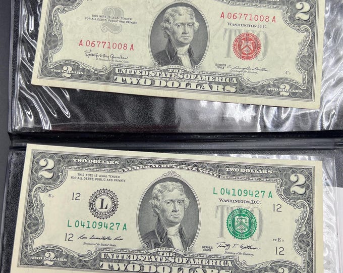 Two Dollar Bill Collector's Set W/ 2 Notes 1963 USN United States Note ...