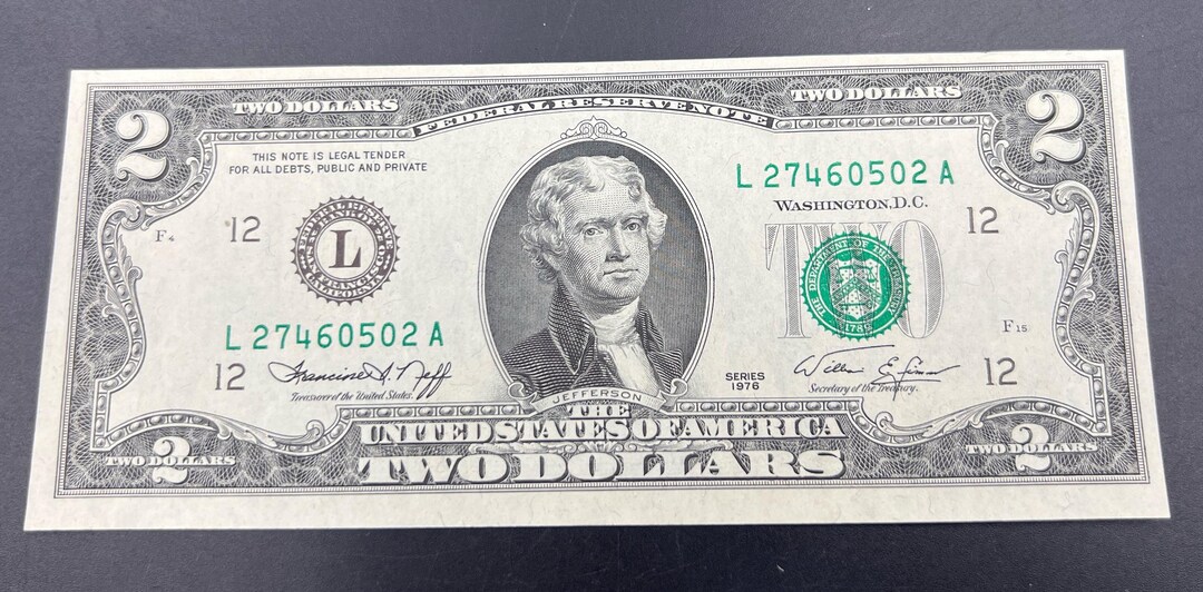 1976 Two Dollar Bicentennial Federal Reserve Note CH UNC District F ...