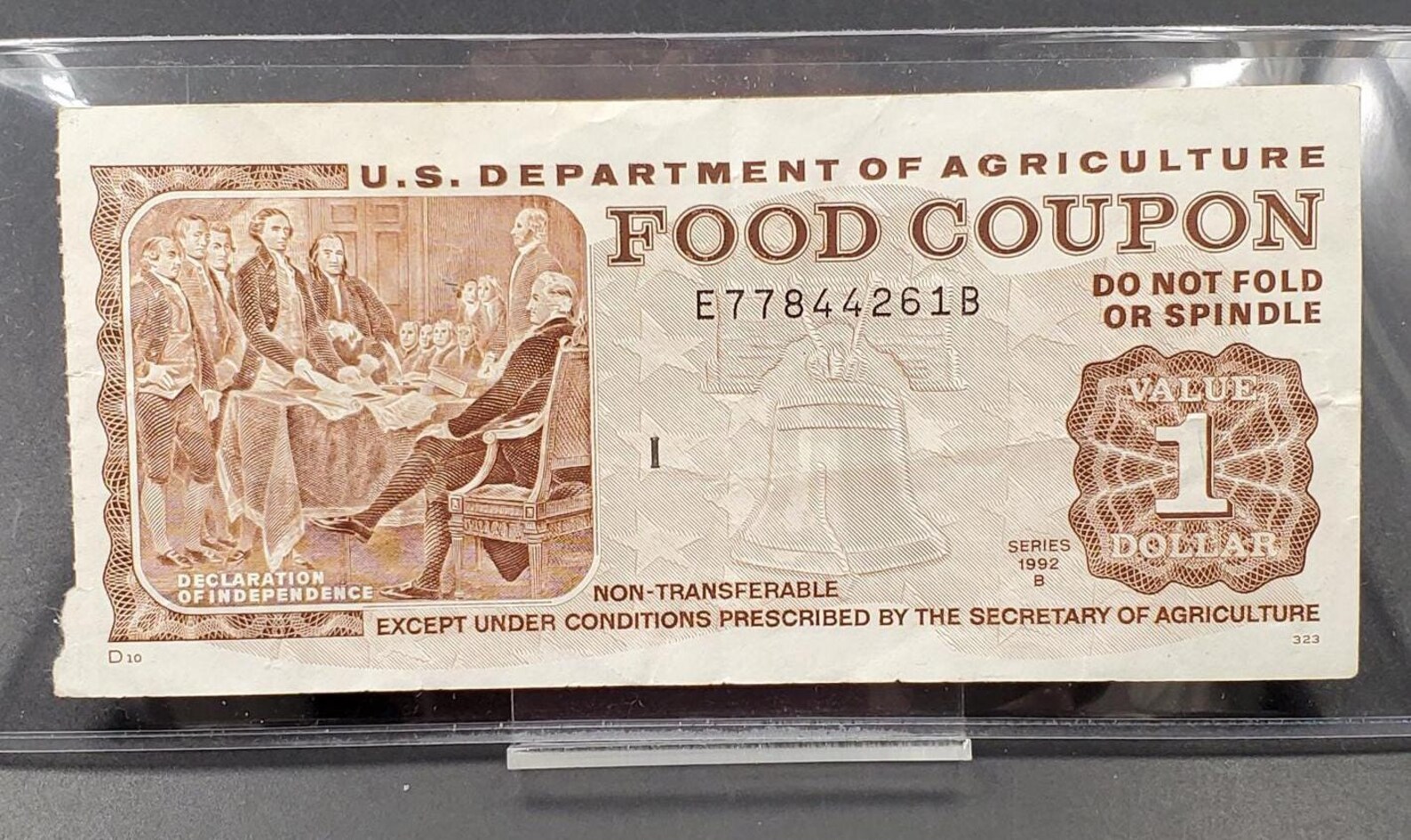 1 Dollar U.S. Department of Agriculture FOOD COUPON Series 1992B ...