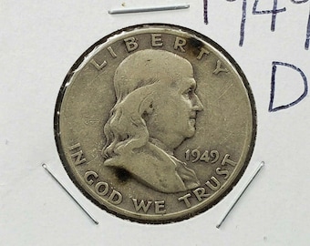 1949 D Franklin Silver Half Dollar Coin Choice Circulated Key Date