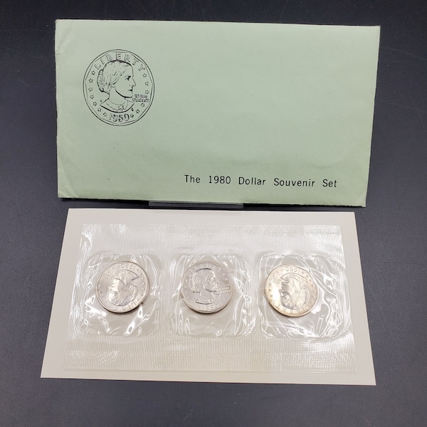 1980 U.S. Mint  Susan B. Anthony Souvenir Dollar  Sets 3 Coin Set Uncirculated