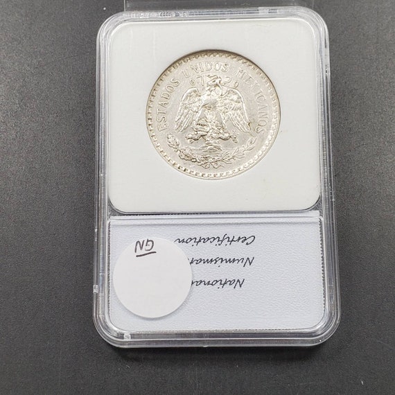 1925 Mexico Un Peso Silver Coin AU58 National Numismatic