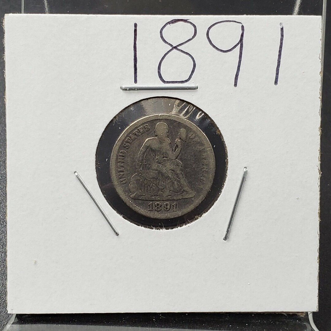 1891 P SEATED LIBERTY Silver Dime Coin Average G Good Last Year of Type ...