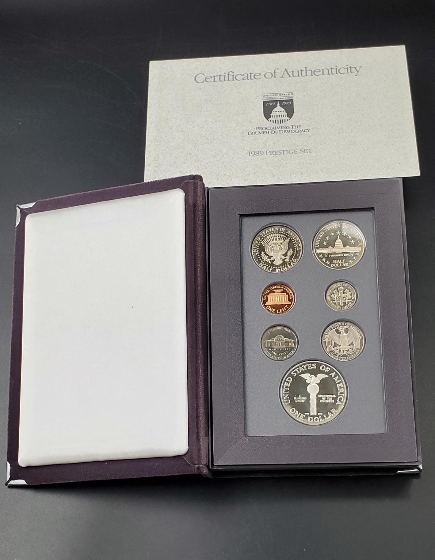 1989 S US Mint Prestige Proof Set OGP Box COA Silver Dollar - Etsy