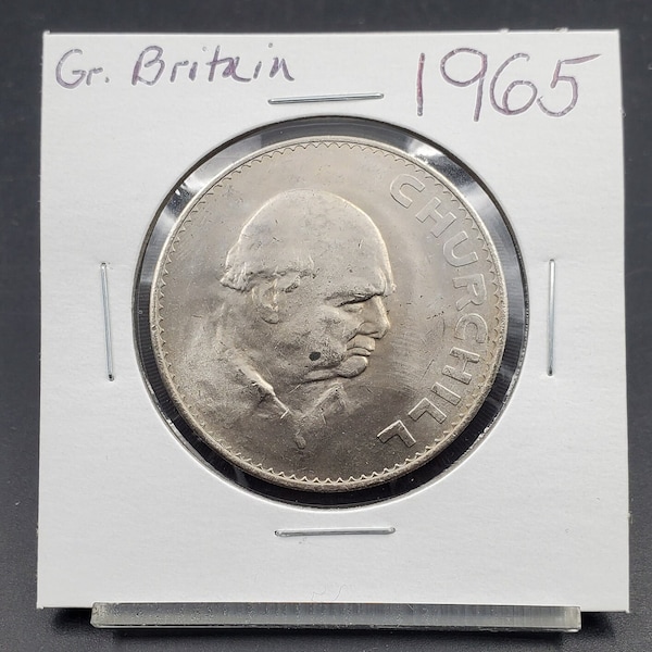 1965 UK Great Britain 1 Crown Coin, Sir WINSTON CHURCHILL Circulated