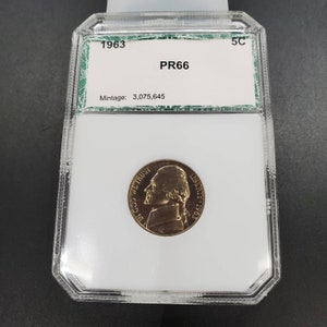 1963 P Jefferson Nickel Proof Coin PCI PR66 10-15% Rotated Die Error PCI