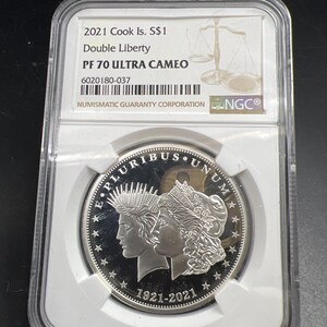 2021 Cook Island SS1 Double Liberty NGC PF70 Ultra Cameo #037 1/2