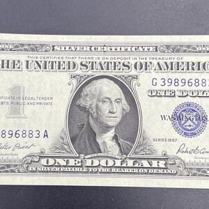 1957 One Dollar Silver Certificate Note Uncirculated #883