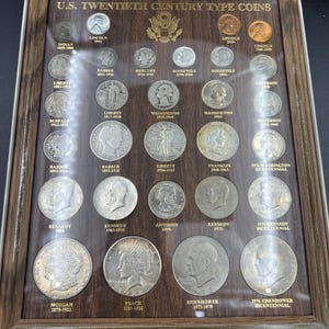 20th Century Type Set Framed in Wood and Glass Display Frame