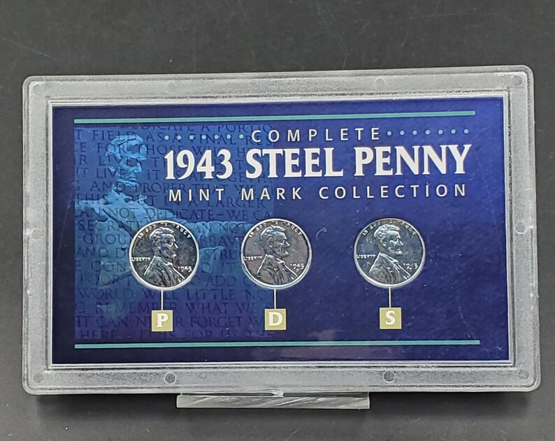 Complete 1943 Steel Penny Mint Mark Collection 3 Pc Collectible Coin Set Etsy