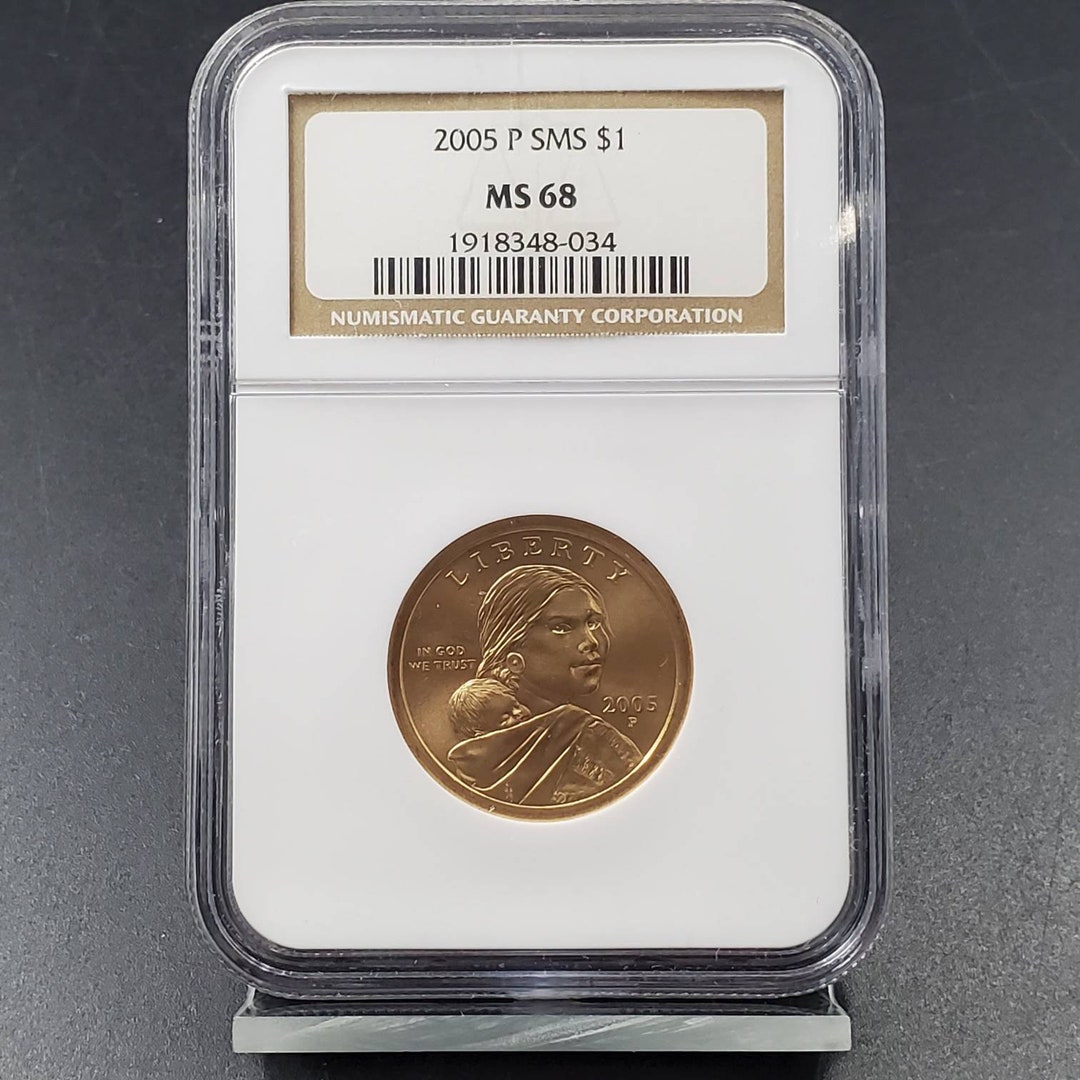 2005 P Sacagawea Native Brass Dollar Coin NGC MS68 SMS Satin