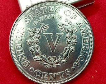 Large 3 Inch Novelty Coin/Coaster/Paperweight 1885 Slanted 5 V Nickel Variety